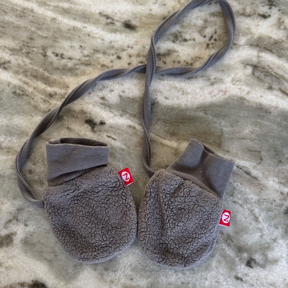 Zutano Soft Gray Baby Mittens